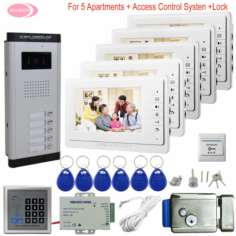 

7"Color Wired Home Video Intercom Electronic Door Lock for The Intercom of a Private House Home Videophone Access Control System