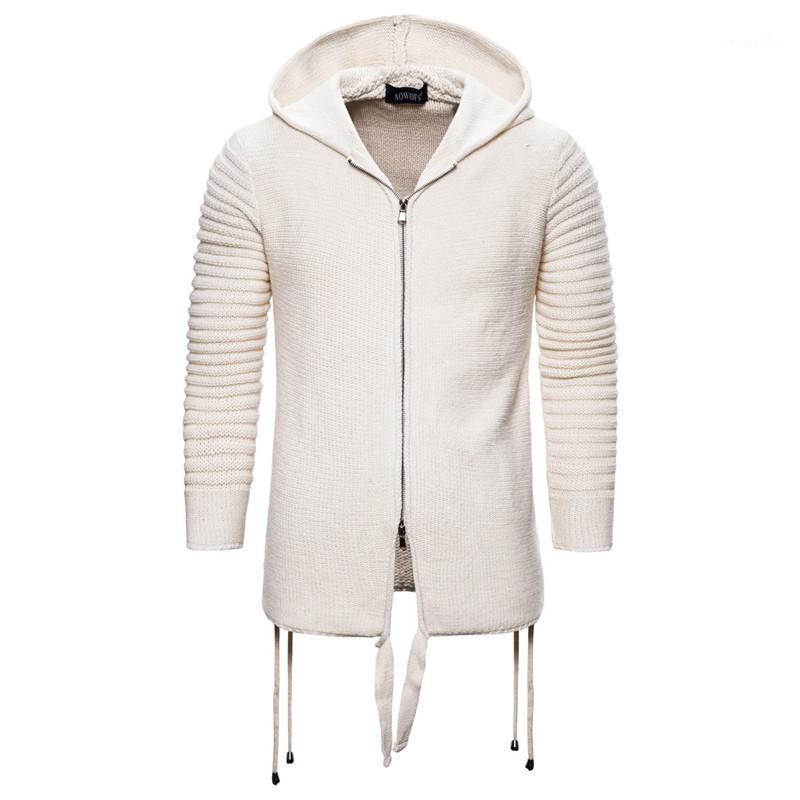 

Slim Mens Zipper Cardigan Hooded Sweaters Casual Personality Bind Males Clothing Striped Panelled Mens Designer Sweaters Fashion, Khaki