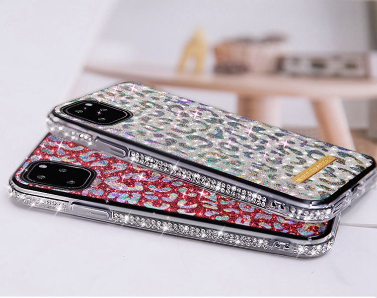 

Bling Glitter Powder Fashion Rhinestone Rainbow Designer Case For iPhone 12 11 PRO MAX XS XR X 6S 7 8 Plus Phone Case, Leave color number