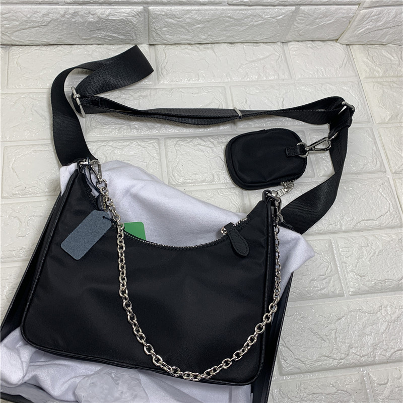 

Women Nylon shoulder bag crossbody lady chains purse Hobo messenger bags canvas tote, Khaki