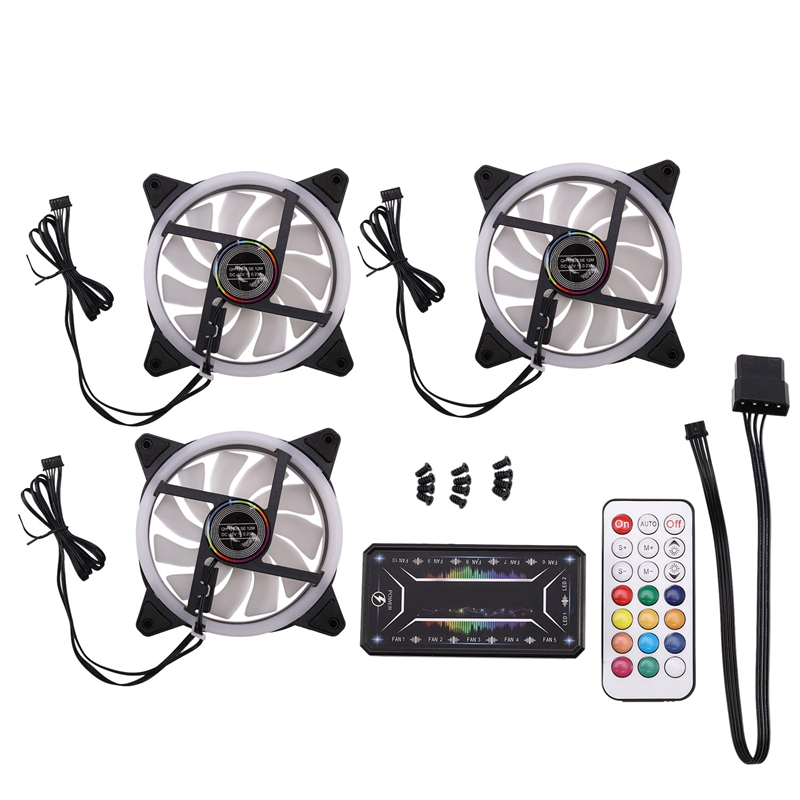 

Computer PC Case Fan RGB Adjust LED Fan Quiet Remote Computer Cooler Cooling RGB Case Fans (3PCS+1 Controller