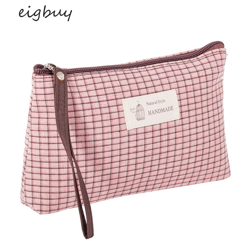 

2020 Women's Fashion Travel Make-up Bag Plaid Portable Zipper Bag Make-up