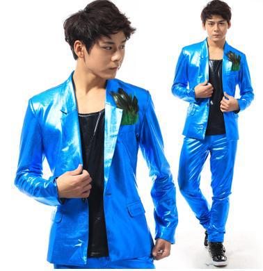 

Stage 1 blue korean suits set mens blazer jacket men blazer slim fit terno masculino men jacket 2XL Customizable