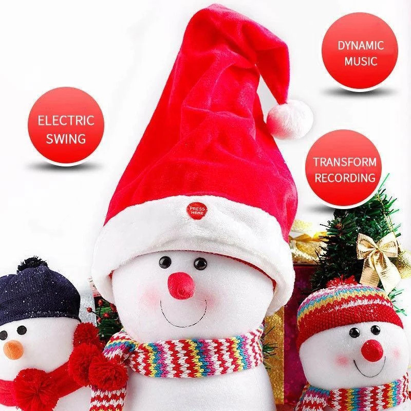 

Electric Santa Hat Music Swing Cartoon Red Plush Hat Christmas Party Cap DNJ998