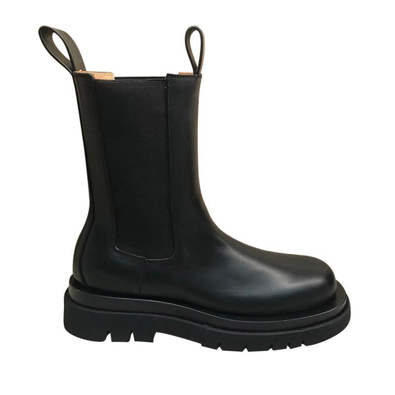 

2020 Luxury Winter New Designer Women Platform Punk Boots Women PU Leather Boots Cotton Keep Warm Winter Zapatos De Mujer, Black