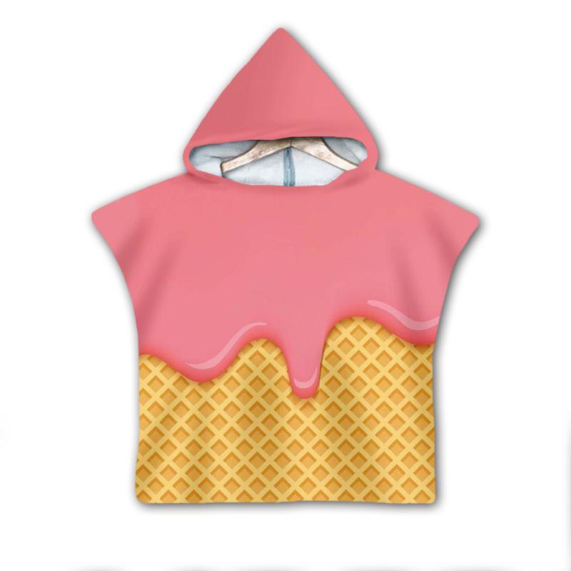 

Towel Dessert Donut Milk Hooded Baby Boys And Girls Wearable Bath For Kids Travel 3D Print Beach Towels Style-7, Black