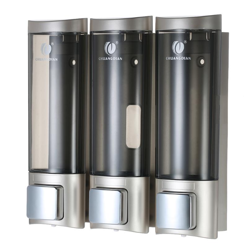 

Wall-mounted Three Chamber Liquid Soap Dispensers Manual Soap Dispensers with Double Sided Foam Rest Room Washroom Toilet