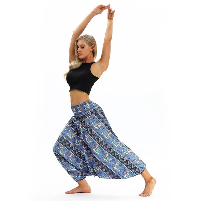 

Women Fashion Loose Pants Sports Printed Harem Pants Lightweight Trousers Baggy Boho Casual Portable Fitness Sports Yoga