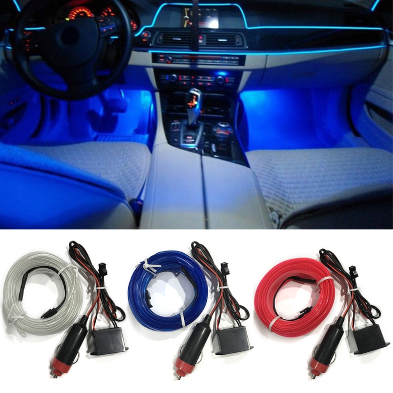 

5m Car Interior Lighting Auto LED Strip EL Wire Rope Atmosphere Decorative Lamp 6XDB