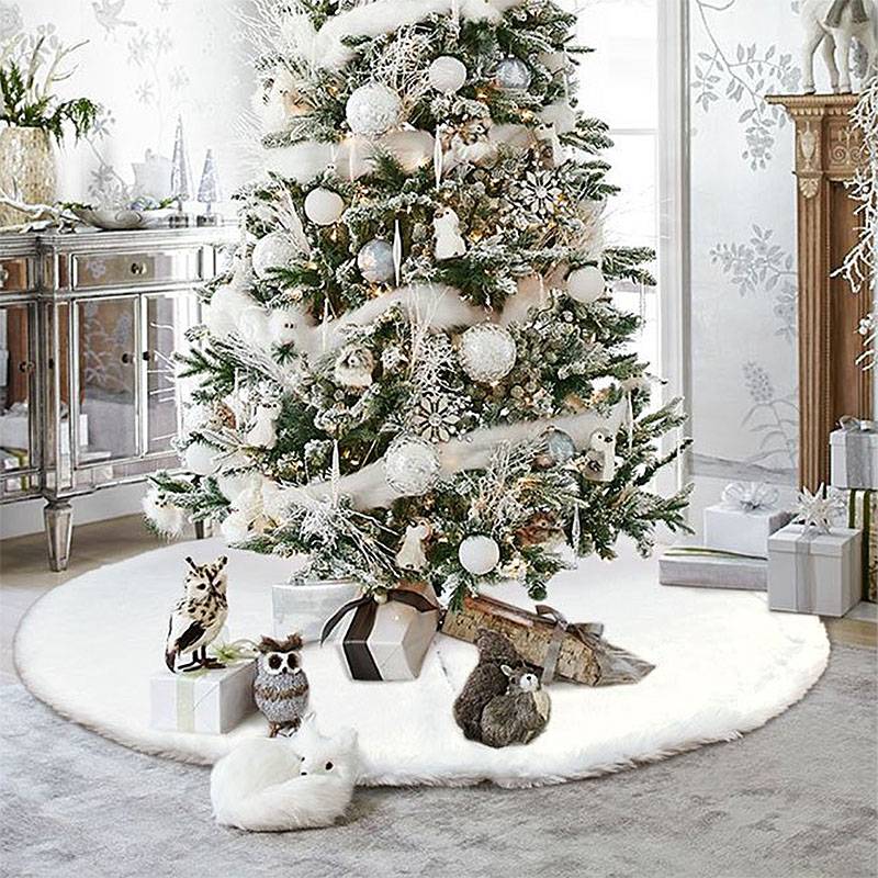 

1pc Christmas Tree Skirt White Carpet Christmas Tree Skirt Base Floor Mat Cover For Home Decoration New Year