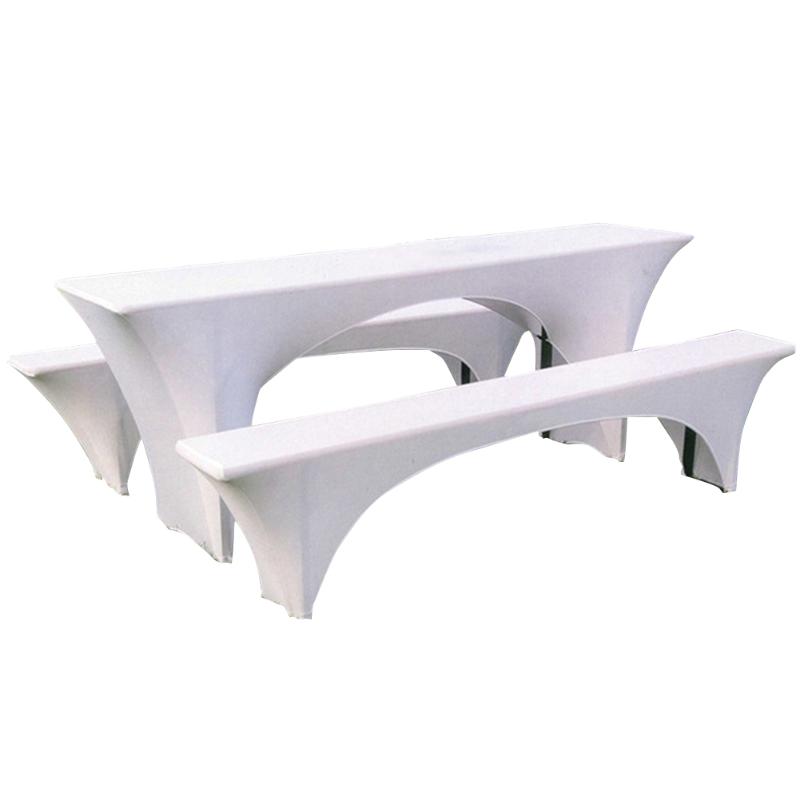 

3pcs Park Patio Picnic Fade Resistant Outdoor Elastic Fabric Camping Reusable Table Cover Set Fitted Tablecloth Washable, White