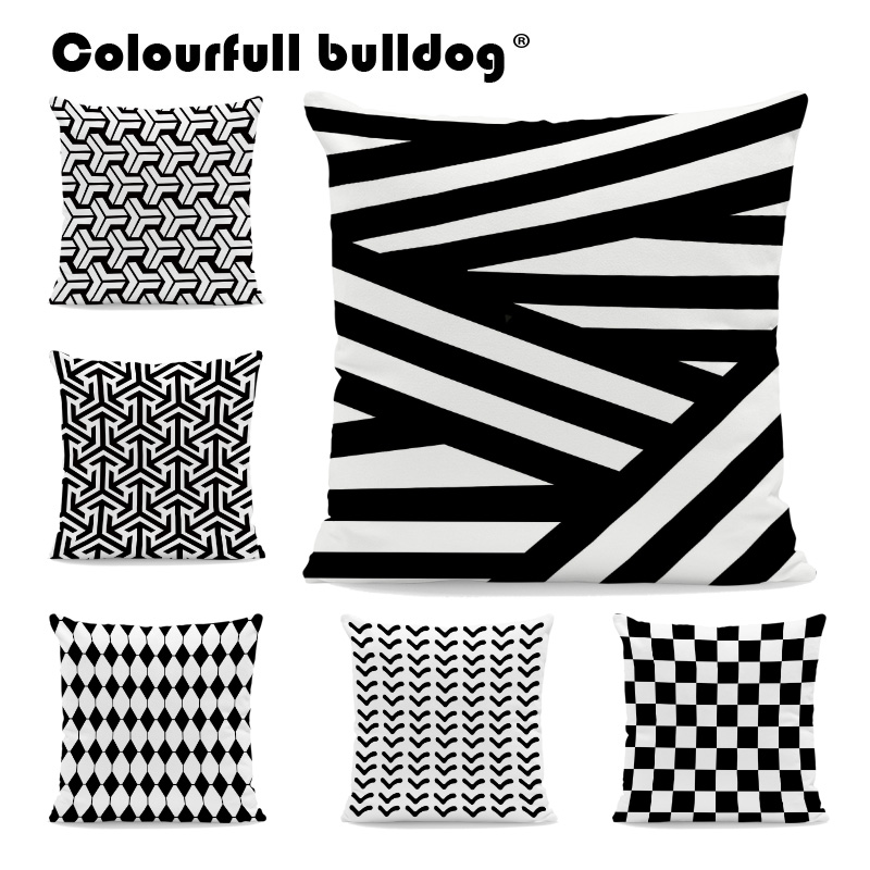 

Wholesale Black and White Geometric Striped Rhombus Pillow Cases GO Arrow Plaid Checkered Polka Dot Cushion Covers Home Decorate