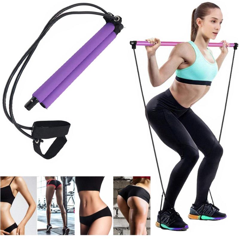 

Pilates Stick Bar with Resistance bands Portable Fitness Pilates Bar Crossfit Bodybuilding Rubber Tube Bands Yoga Exercise Work