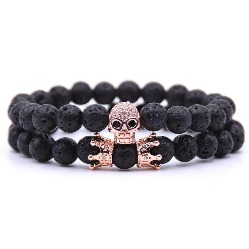 

8MM Small Gold Crown Natural Stone Bracelet Man Fashion Women Gift For Bracelets