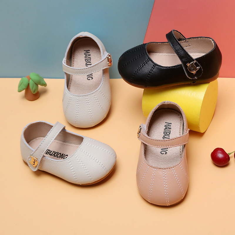 

Baby Shoes Spring Summer 1-3 Years Old Baby Girl Toddler Shoes Soft Bottom Princess Leather, Black