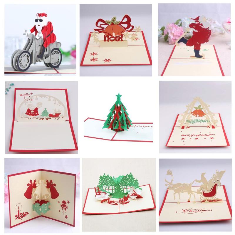 

Christmas Card Santa Ride Xmas Festival New Year Card Winter Holiday Greeting Cards with Envelopes