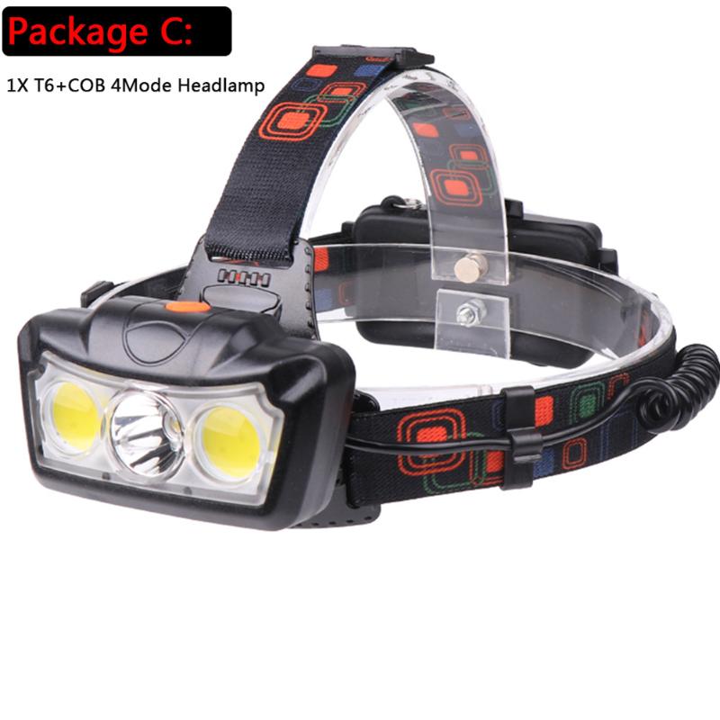 

XML T6+COB LED Headlight Glare Light DC 18650 Aluminum Alloy Headlamp DC Direct Charge Torch For Outdoor Fishing Camping Hiking