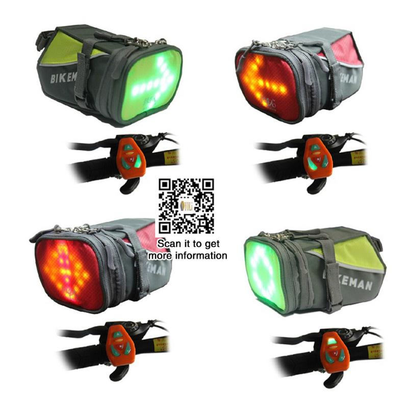 

Mountain Road Bicycle Tail Saddle Bags Bike LED Warning Signal Light & Remote Control for Night Riding