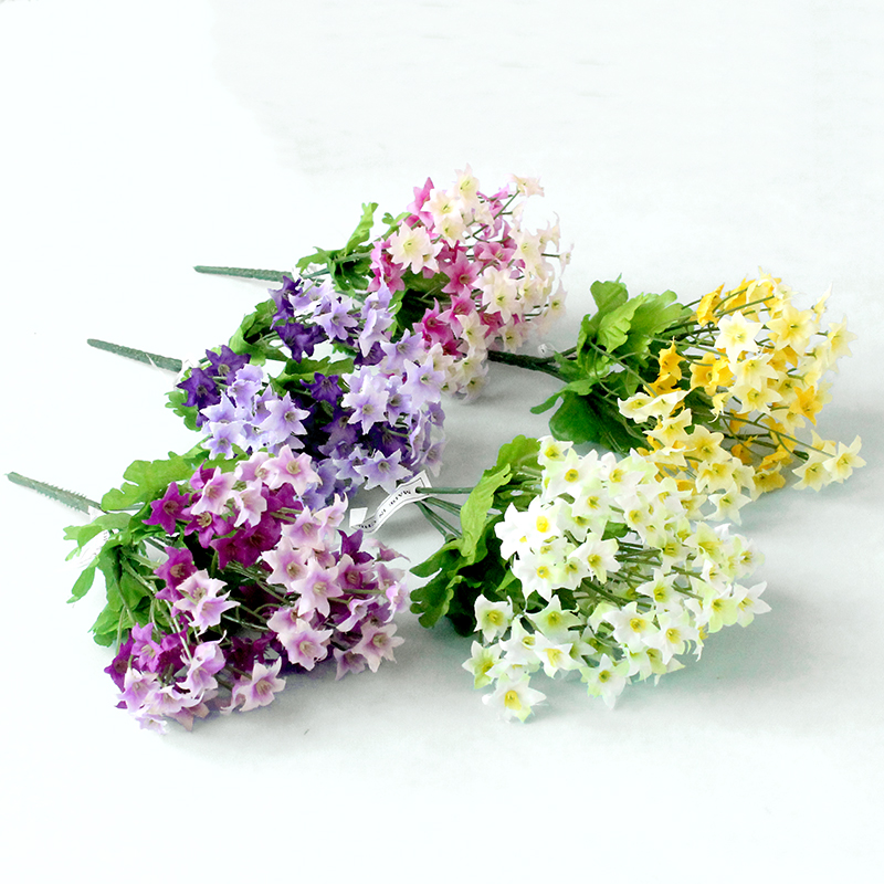

65Head Silk Artificial Flower Wedding Flower Spring Simulation Hexagonal Bouquet Home Decor