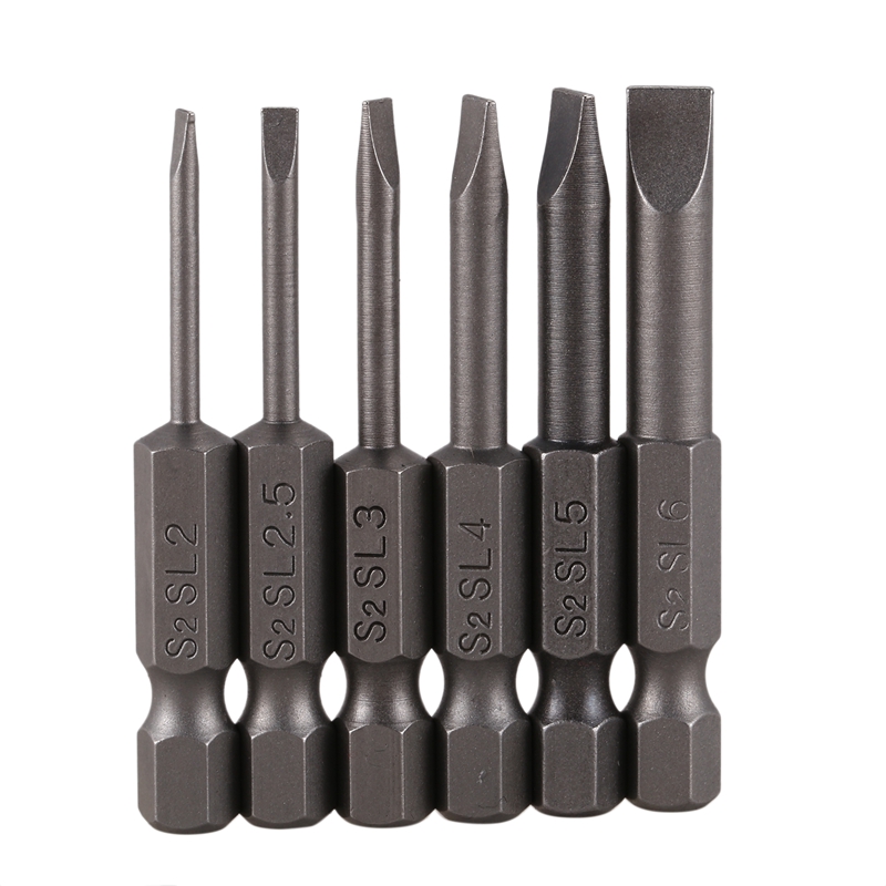 

6pcs 2.0-6.0 50mm Flat Head Slotted Tip Screwdrivers Bits Magnetic Set for DC Electric