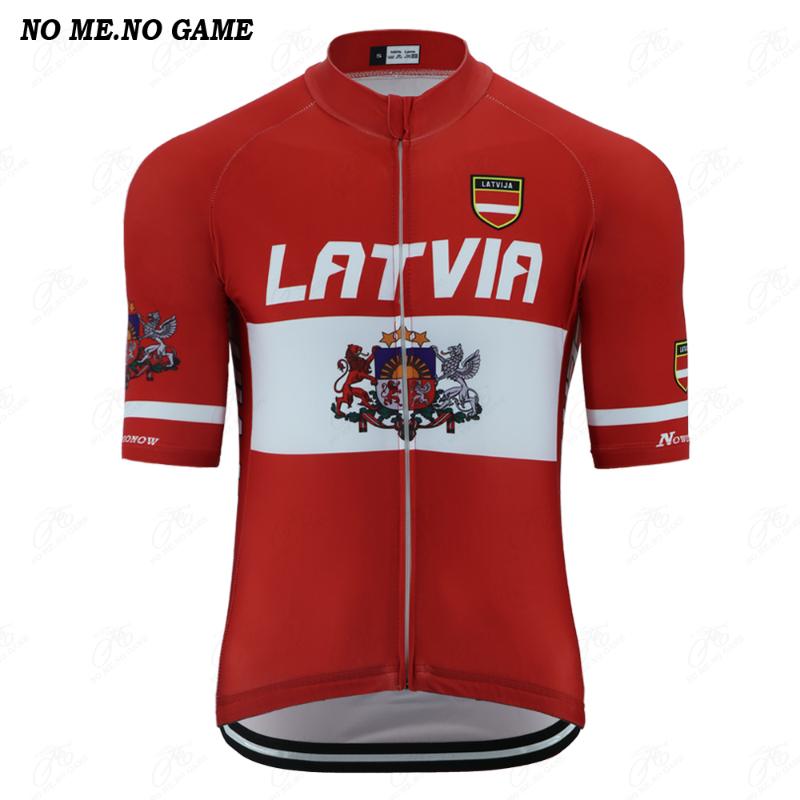 

NO ME NO GAME-Pro Latvia National flag emblem retro men pro team cycling jersey road racing bike clothing breathale cycling wear, Men lycra jersey