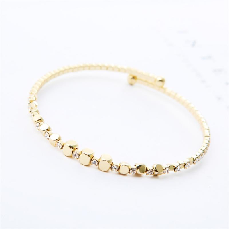 

square design women bangle trendy gold-color geometric jewelry for girl 2 years gurantee never fade hand accessories 1154