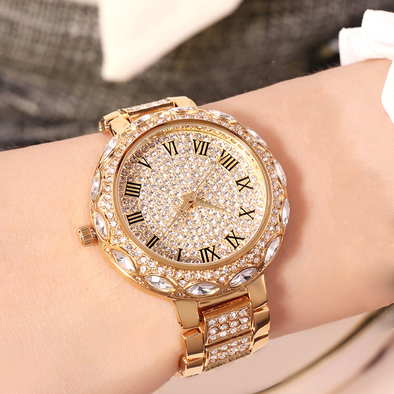 

Fashion arrivals Big sales style highvalue hot diamond set womens watch rose gold fashion elegant hand watch student waterproof gift watch free, Silver