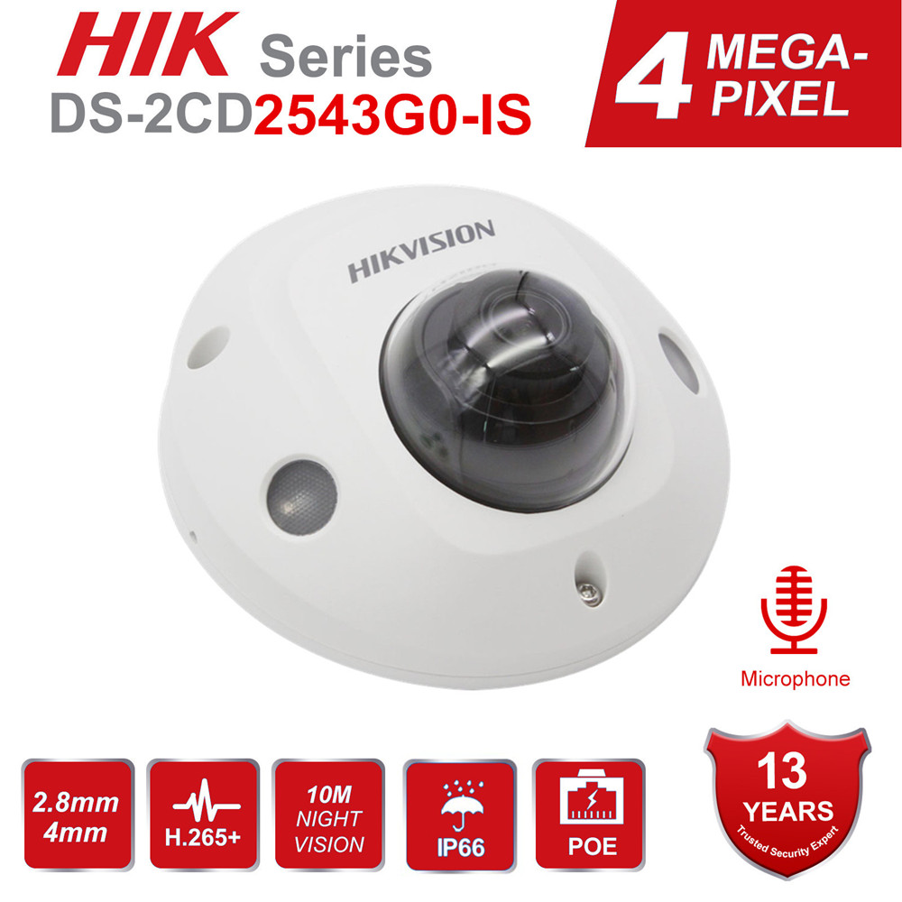 

4MP Dome CCTV IP Camera POE DS-2CD2543G0-IS 4MP IR Network Security Night Version Camera H.265 with SD Card Slot IP