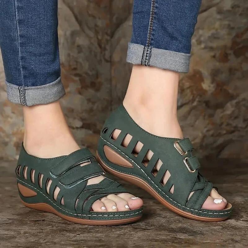 

Comfortable platform shoes women flat sandals 2020 Rome wedges beach sandals female slipper cross-strap basic ladies slipper, Green