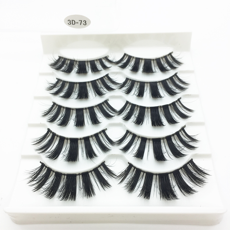 

LTWEGO 5 pairs faux 3d mink lashes fluffy wispy false eyelashes natural long eyelash extension makeup handmade fake lash 3D-73
