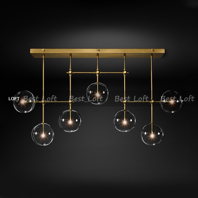 

modern design glass ball chandelier 6 heads clear glass bubble lamp chandelier for living room kitchen black/gold light fixture