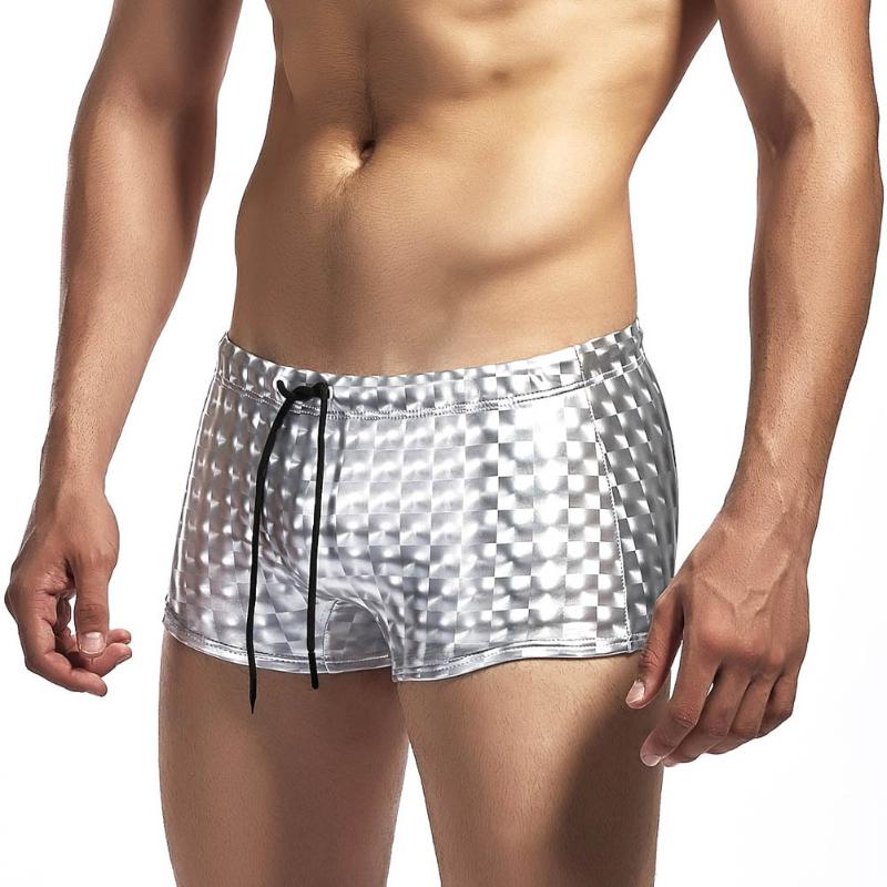 

fashion middle waist shiny Men boxers male sport underwear sexy beach boxers gay underpants club show pole dance shorts, Black