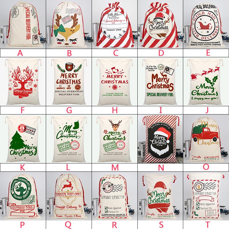 

Large Christmas Gift Bag Multicolor Strong Wedding Shopping Pure Cotton Children's Drawstring Drawstring Bag 2020 Reindeer Santa Bag