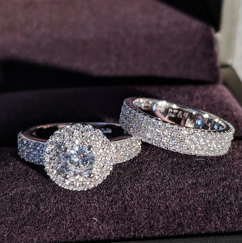 

925 Sterling silver wedding Rings set 3 in 1 band ring for Women engagement bridal fashion jewelry finger Black Friday R4629