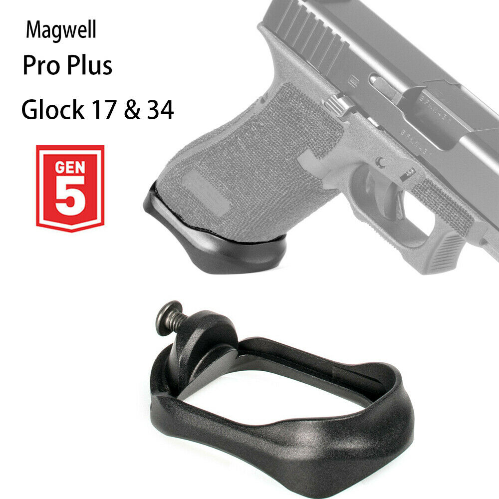 

HQ Magorui Tactical Base Pad Aluminum Magwell Grip PRO PLUS For Pistol Hand gun Glo ck Gen 5 G17 G34 Black Red