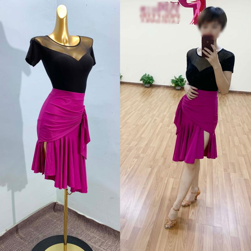 

2020newLatin Dance Skirt Women Sexy Skirts Ladies Samba Salsa Cha Practice Performance Dancing Clothessummer candy color, Black