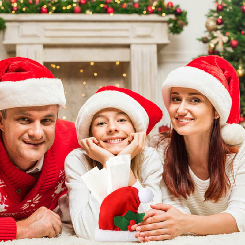 

Christmas Hat Xmas Santa Hat Christmas Party Velvet for Kid Adult Winter Head Warmer Decorative New Year Cap Headdress
