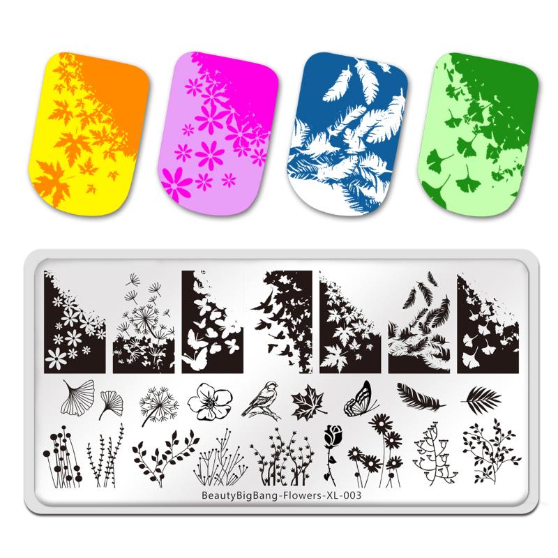 

Beauty BigBang Nail Art Template Flower XL-003 Leaves Tree Bird Dandelion Plants Image Stainless Steel Stencil Stamping Plates