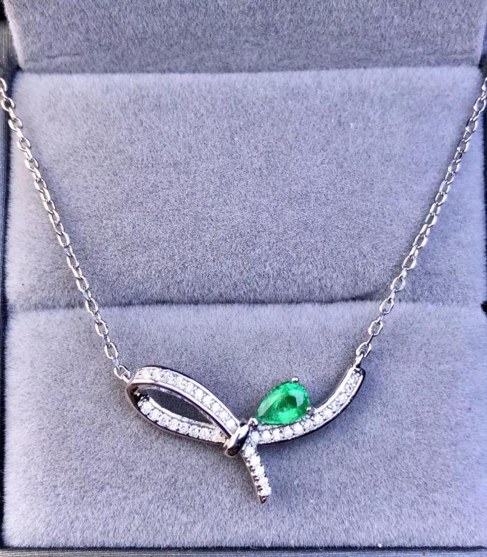 

Chains CoLife Jewelry 925 Silver Emerald Necklace For Young Girl 4*6mm Natural Elegant