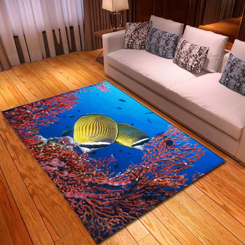 

Nordic Carpets Soft Flannel 3D Printed Fish Area Rugs Parlor Mat Rugs Anti-slip Large Rug Carpet for Living Room Decor, No-3