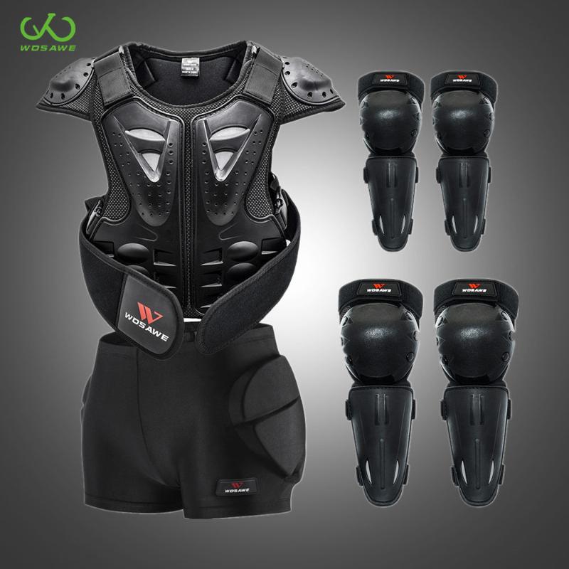 

WOSAWE 4-15 Kids Motorcycle Armor Vest Jackets Kneepad Elbow Protection Kit Roller Skateboard Bike Ski Hockey Protective Gear