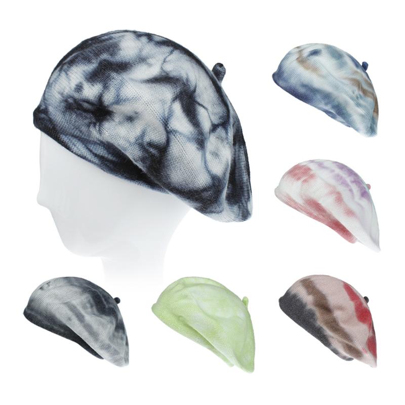 

2020 Women Knitting Wool Tie Dye Beret Female Bonnet Caps Winter All Matched Warm Walking Hat Cap Beanies
