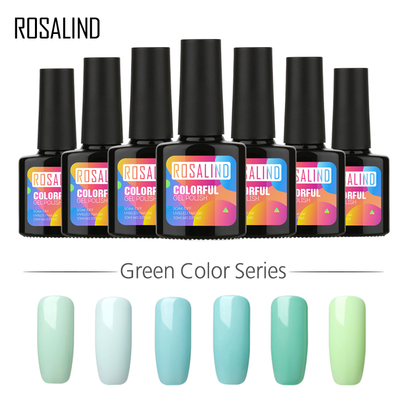 

ROSALIND Gel 1S 10ml Green Color Gel Nail Polish For Nail Extension Soak Off Lacquer Design Manicure Art Primer UV LED Lamp, Rb2805