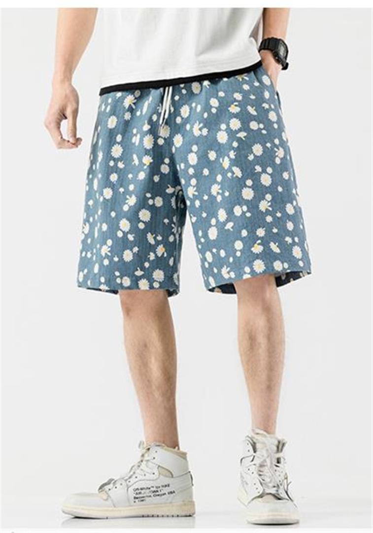 

Printed Pants Casual Plus Size Mens Clothing Mens Designer Summer Shorts Pants Loose Knee Length Flora, Gray