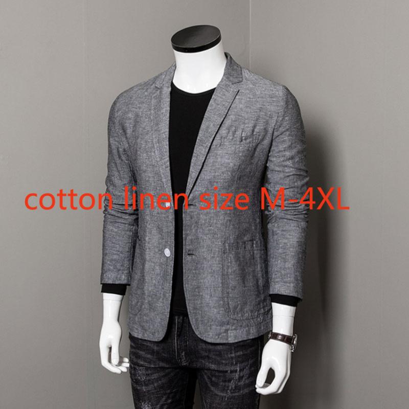 

New Arrival Fashion High Quality Linen Suit Spring Light Casual Cotton Coat Single Breasted Men Blazer Plus Size  LXL 2XL3XL4XL, Gray