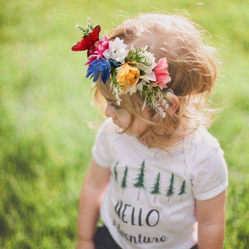 

Fashion Florals Headband Newborn Baby Simulation Flower Princess Hairbands Child Kids Garland Seaside Holiday Cute Headwear Gift