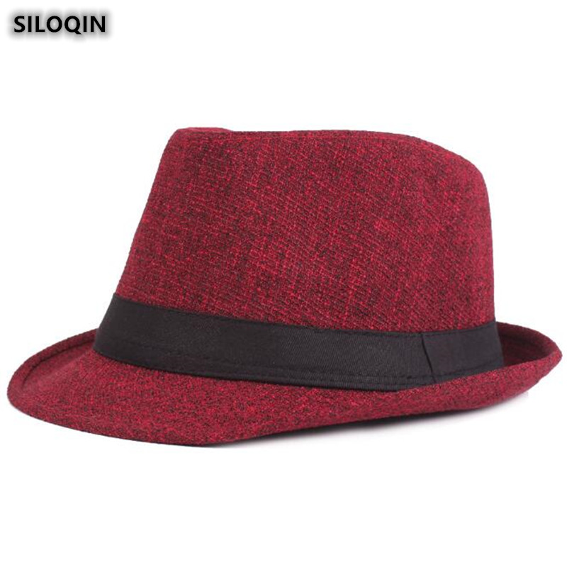 

SILOQIN Panama Autumn Winter Quality Fedoras For Men Fashion Elegant Sombreros Middle-aged Party Leisure Brands Hats Dad's Cap, Black