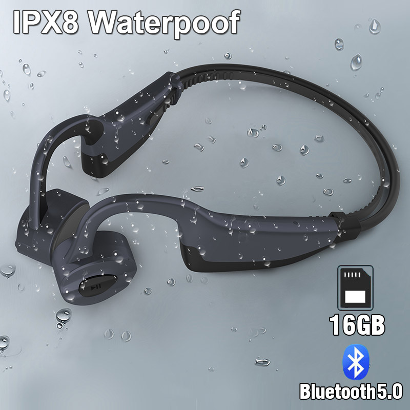 K7 IPX8 Waterproof Swimming Wireless Bluetooth Headphones MP3 Player Sport Earphone Bone Conduction Headset Run Diving Earbuds Microphone