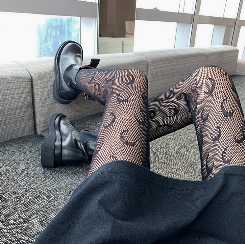 Fashion Women Sexy Tights Stocking Arrival Women Solid Color Long Socks with Moon Printed Ladies Underwear Stocking 2 Colors-image-590645646