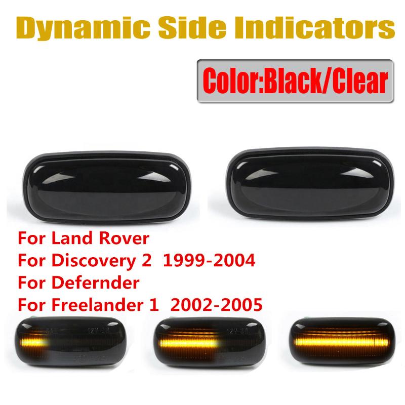 

2pcs Dynamic LED Side Marker Lights Flowing Turn Signal Light Side Lamp Blinker for Freelander 1 Defernder, As pic